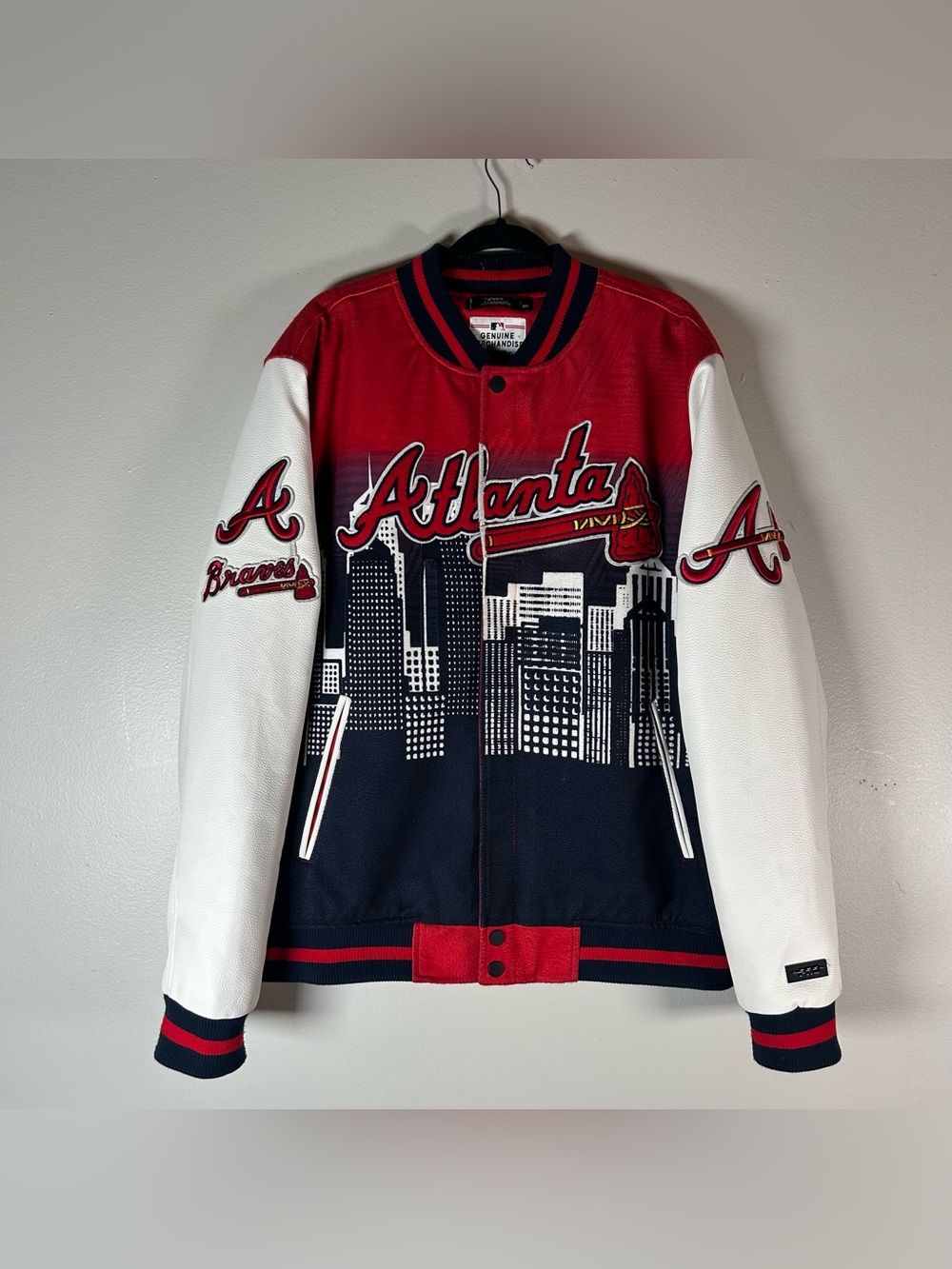 Pro Standard Atlanta Braves Navy Remix Full-Zip Varsity Jacket Size 2XL